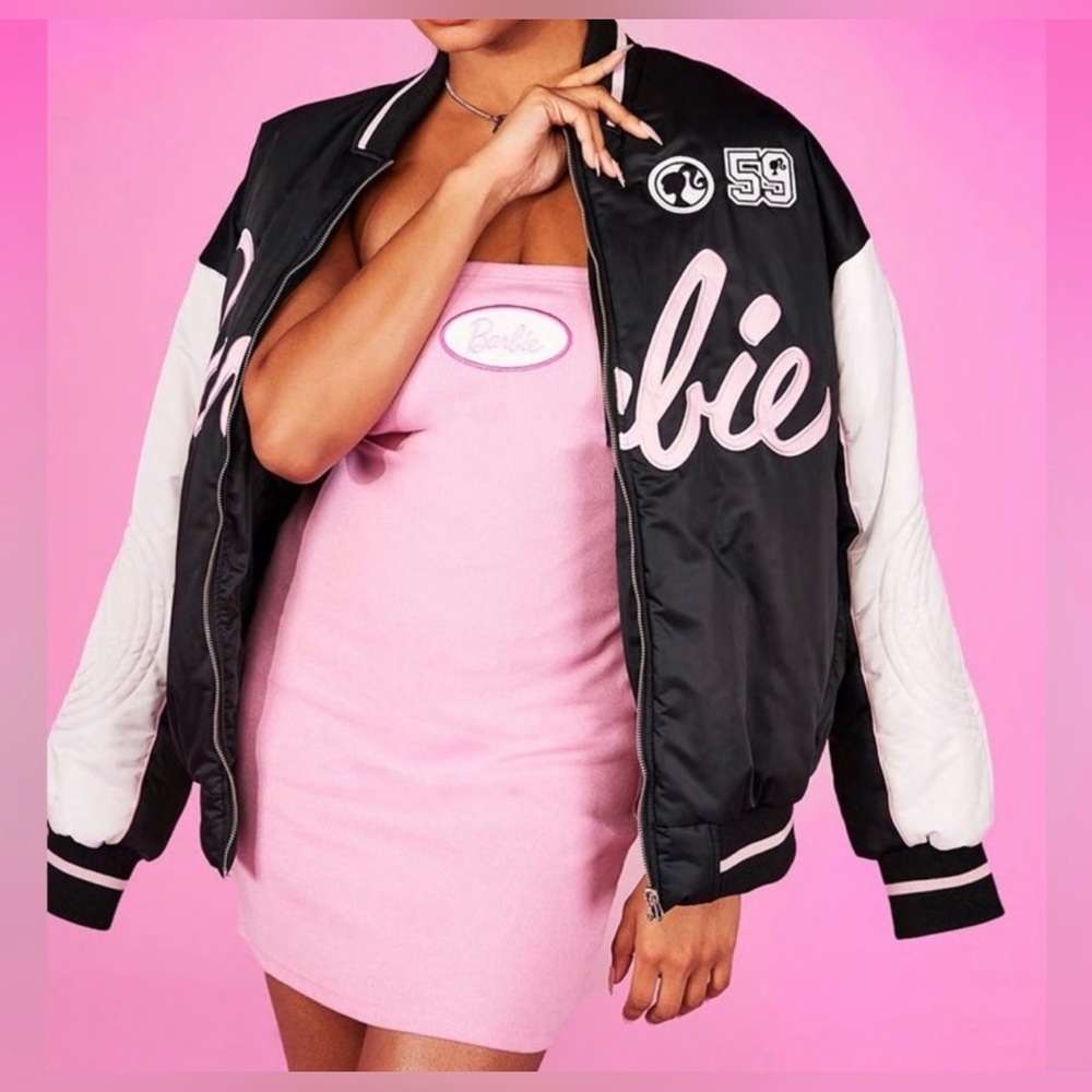SALE PRICE FIRM BARBIE PRINTED VARSITY BOMBER JACKET